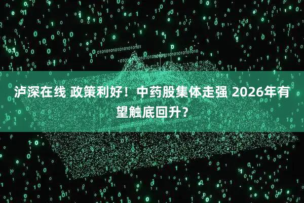 泸深在线 政策利好！中药股集体走强 2026年有望触底回升？