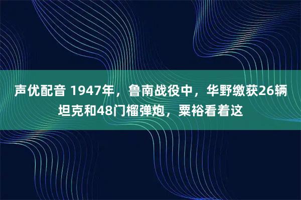 声优配音 1947年，鲁南战役中，华野缴获26辆坦克和48门榴弹炮，粟裕看着这